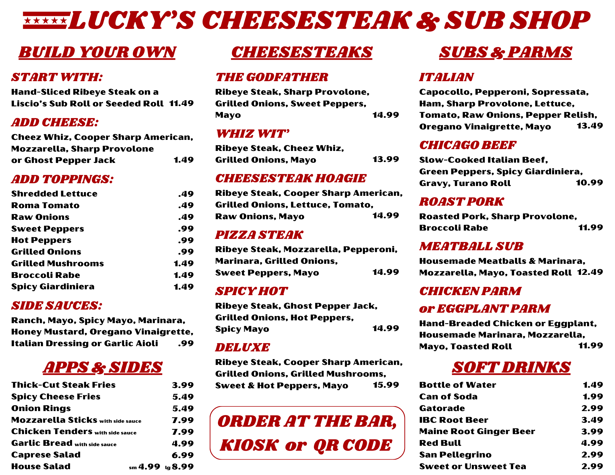 Menu — Lucky's Cheesesteaks